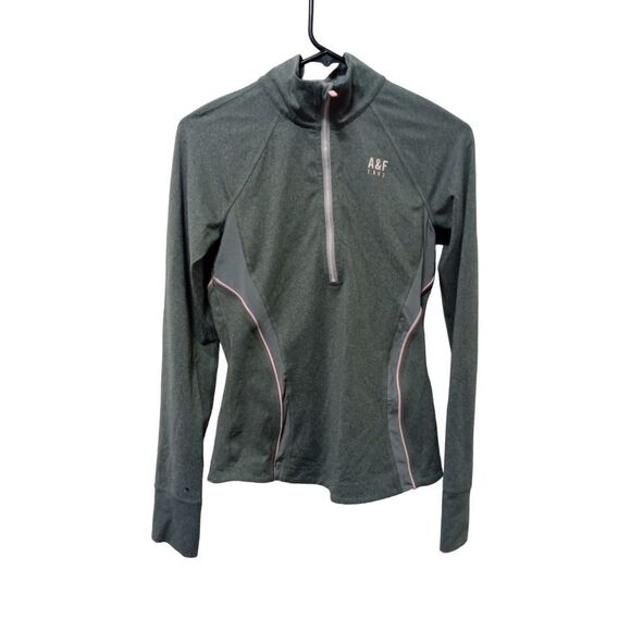 Abercrombie & Fitch Women's Gray and Pink Half Zip Athletic Slim Fit Jacket  M - Picture 1 of 7